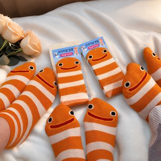 정원장어 캐릭터 중목 양말 발가락 양말 사계절 남녀공용 키즈 성인 삭스