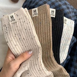 따뜻한 가을 갈색 계열 양말 여자 한국판 중통점자 사운두 토끼 학원풍 ins