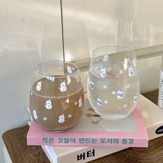 새해 ins 바람 겨울 눈사람 유리컵 대용량 변색 컵 가정용 물컵 눈사람 온변