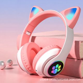 STN-28 LED 발광 고양이 귀 블루투스 헤드폰 무선 헤드셋 4~8시간 사용