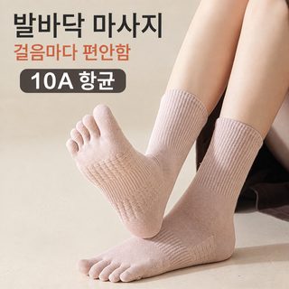 다섯 손가락 양말 여자 중통 양말 봄, 여름 마사지 바닥 통기 흡한 발가락