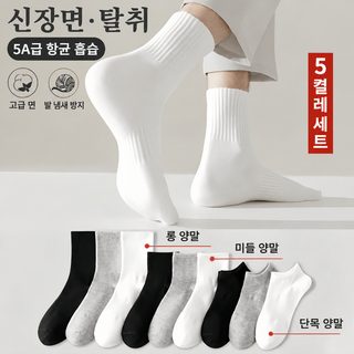 남녀공용 면 혼방 무지 양말 36-44 단목 중목 장목 땀흡수 통기성 사계절 데