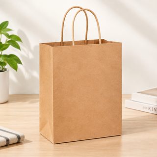 두꺼운 크라프트 종이 쇼핑백 손잡이 포장 배달 테이크아웃 소형 종이봉투