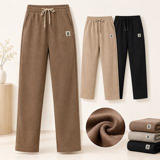 중년 여성 가을 겨울 하이웨스트 밴딩 와이드 팬츠