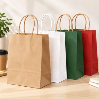 맞춤 제작 손잡이 크라프트 종이봉투 크리스마스 선물백 커피 음료 배달 포
