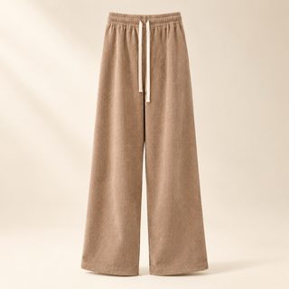여성 기모 골덴 와이드 팬츠 겨울 하이웨스트 밴딩 바지