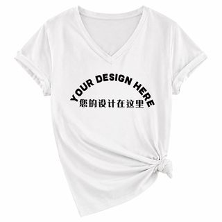 대외무역 제정 DIY 도안 프린트 대외무역 구미 현물 패션 대량 도매 여성 V넥 반소매 셔츠