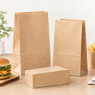 일회용 크라프트 종이봉투 식품 배달 포장용 빵 햄버거 방유 코팅 종이백
